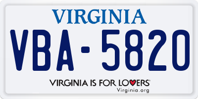 VA license plate VBA5820