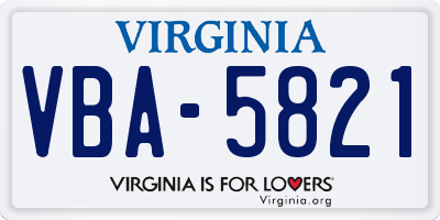 VA license plate VBA5821