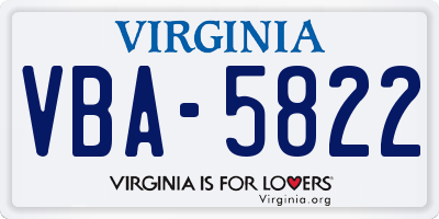 VA license plate VBA5822