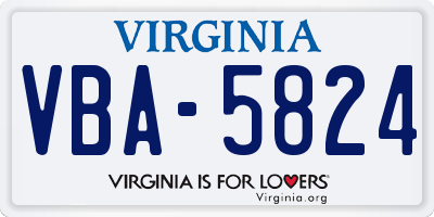 VA license plate VBA5824