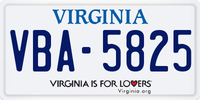 VA license plate VBA5825