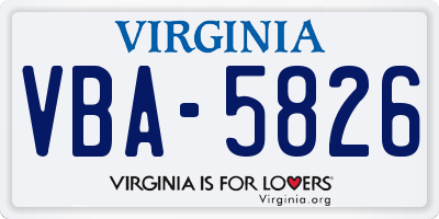 VA license plate VBA5826