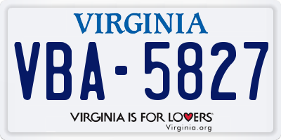 VA license plate VBA5827