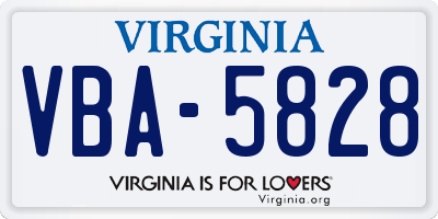 VA license plate VBA5828