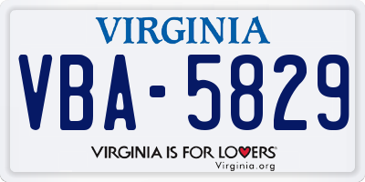 VA license plate VBA5829