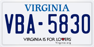 VA license plate VBA5830