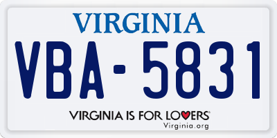 VA license plate VBA5831