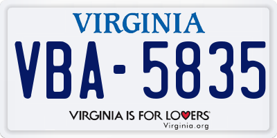 VA license plate VBA5835