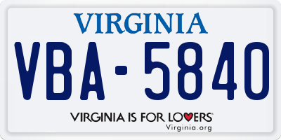 VA license plate VBA5840