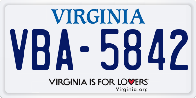 VA license plate VBA5842