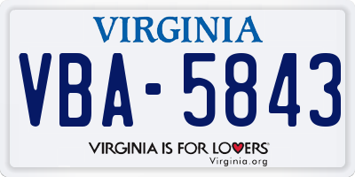 VA license plate VBA5843