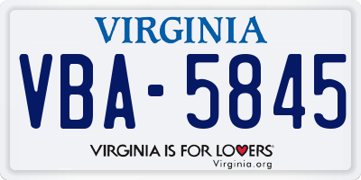 VA license plate VBA5845