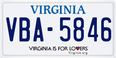 VA license plate VBA5846