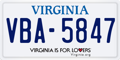 VA license plate VBA5847