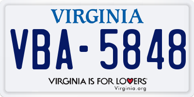 VA license plate VBA5848