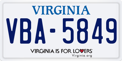 VA license plate VBA5849