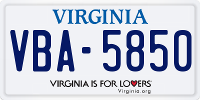 VA license plate VBA5850