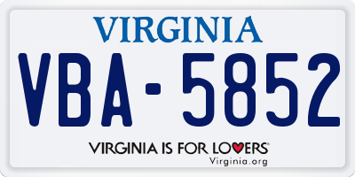 VA license plate VBA5852
