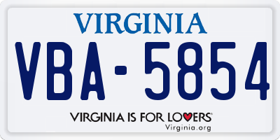 VA license plate VBA5854
