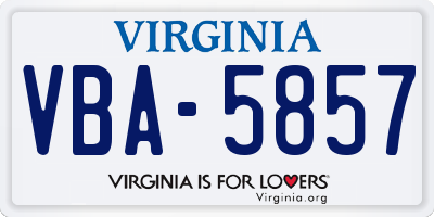VA license plate VBA5857