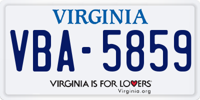 VA license plate VBA5859