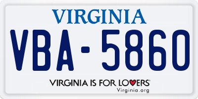 VA license plate VBA5860