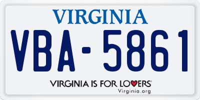 VA license plate VBA5861