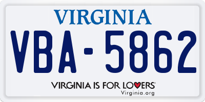 VA license plate VBA5862