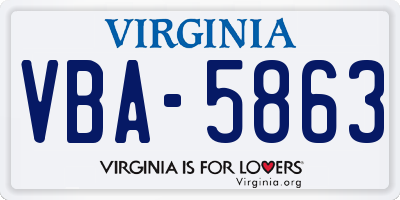 VA license plate VBA5863