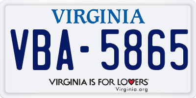 VA license plate VBA5865