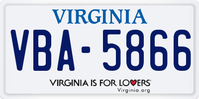 VA license plate VBA5866