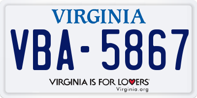 VA license plate VBA5867