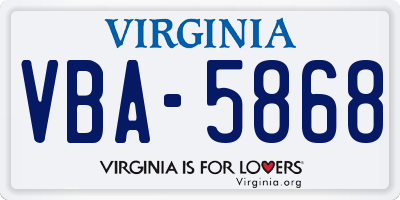 VA license plate VBA5868