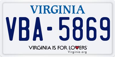 VA license plate VBA5869