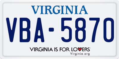 VA license plate VBA5870