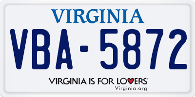 VA license plate VBA5872