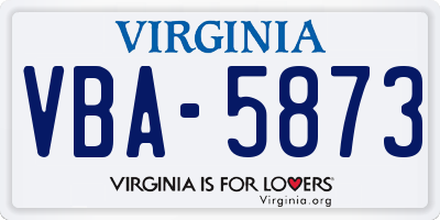 VA license plate VBA5873