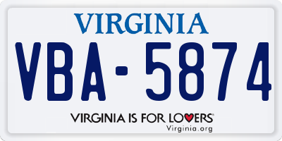 VA license plate VBA5874
