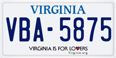 VA license plate VBA5875
