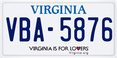 VA license plate VBA5876