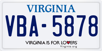 VA license plate VBA5878