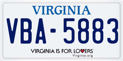 VA license plate VBA5883