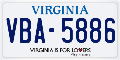 VA license plate VBA5886