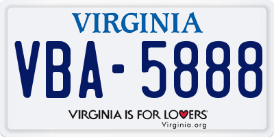 VA license plate VBA5888
