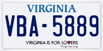 VA license plate VBA5889