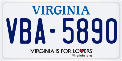 VA license plate VBA5890