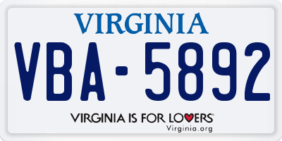 VA license plate VBA5892