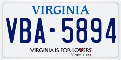 VA license plate VBA5894