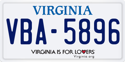 VA license plate VBA5896
