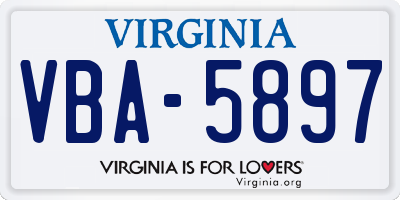 VA license plate VBA5897